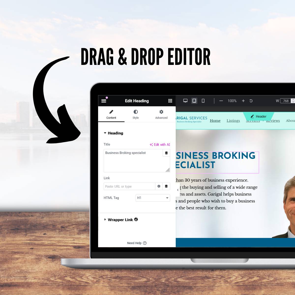 Drag and Drop Editor for website editing