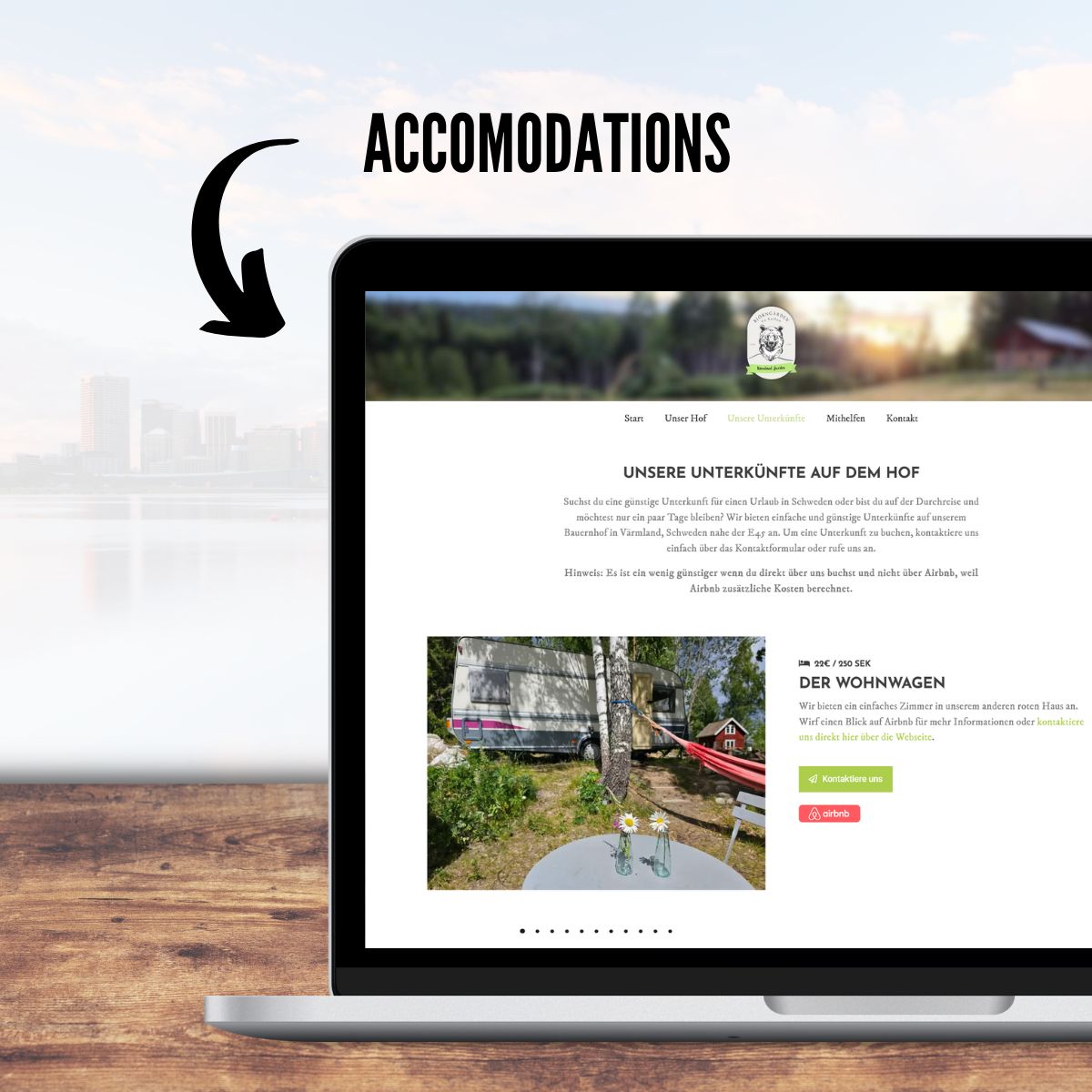 Creation of an page for accomodations